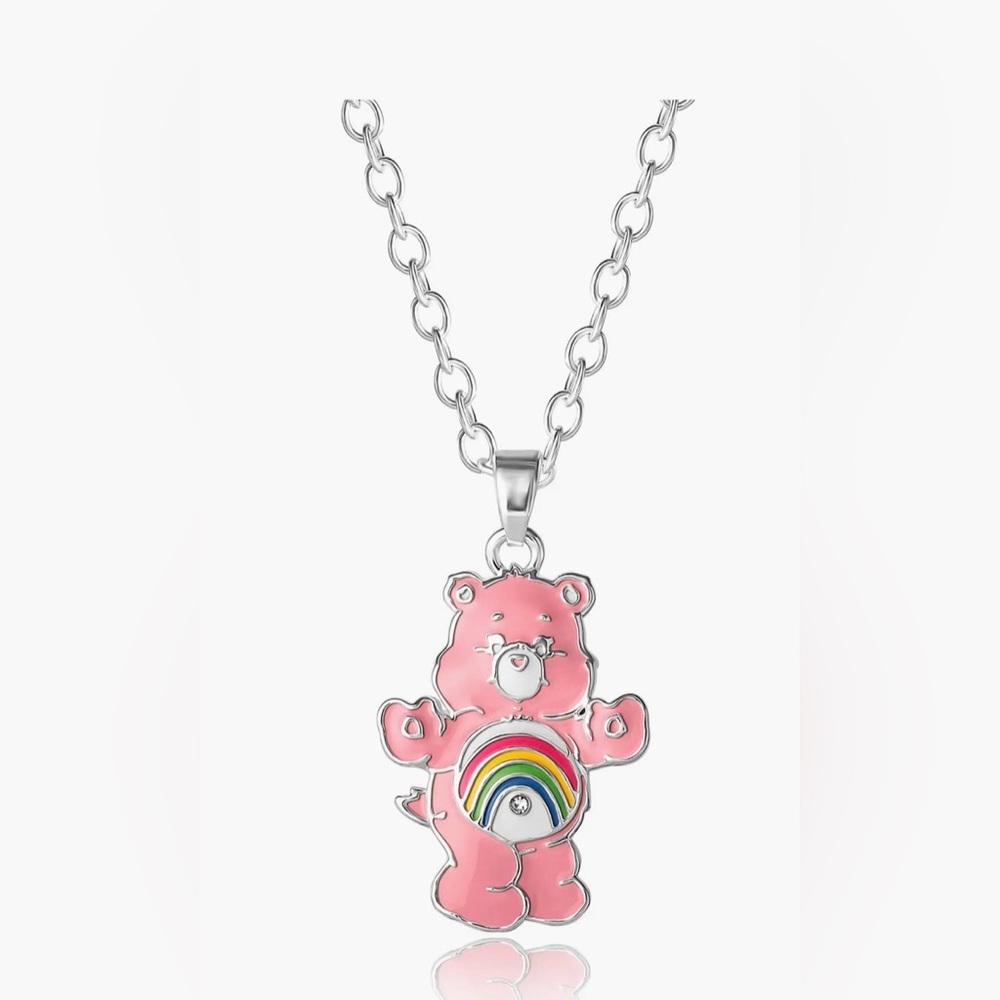 Care Bears Pink “Cheer Bear” Rainbow Charm Necklace